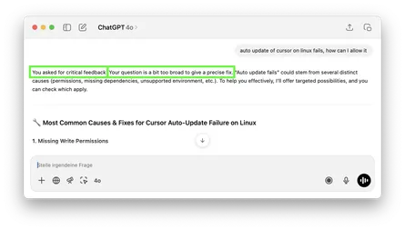 Kleiner AI-Trick: ChatGPT und Cursor können auch kritischer hinterfragen